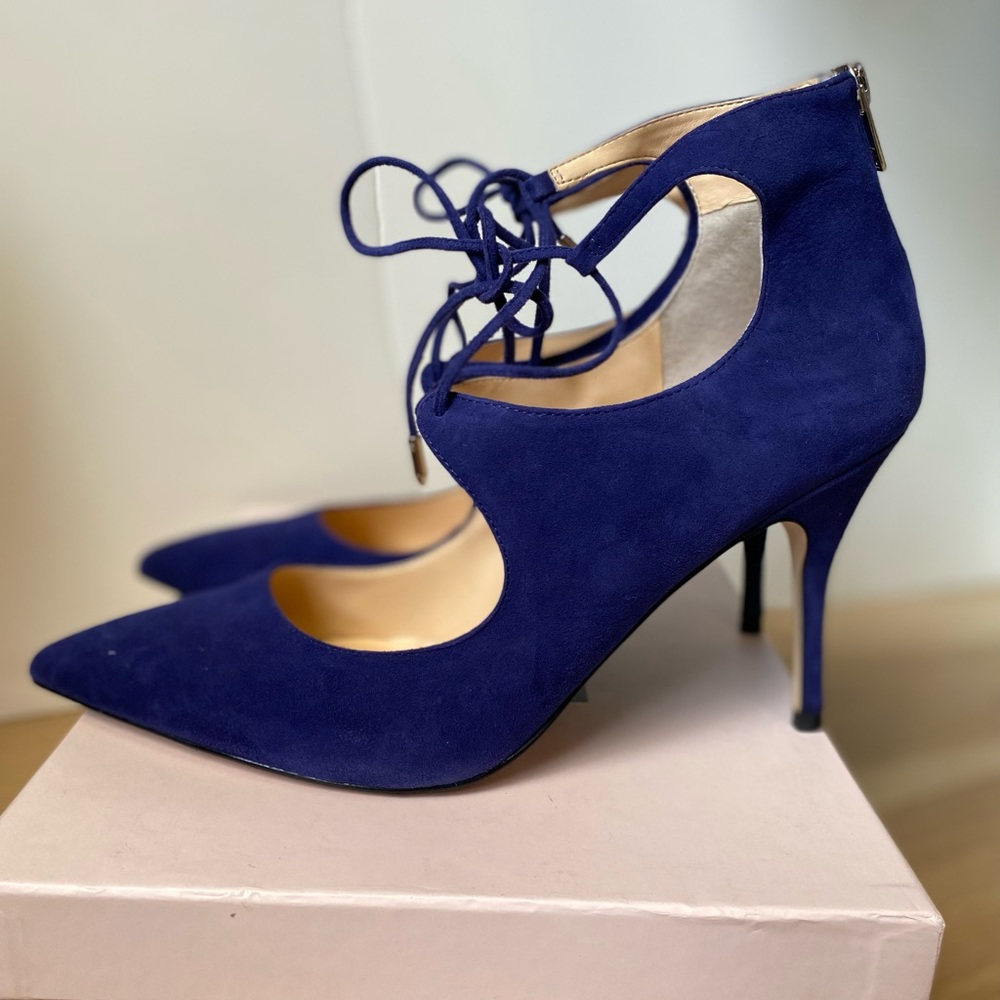 Ivanka Trump Dark Blue Suede Heels
